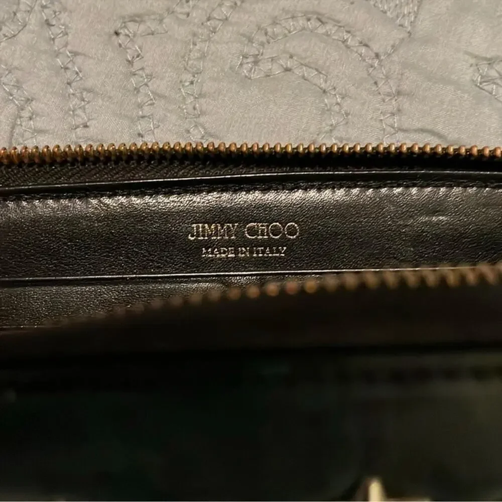 Vintage Jimmy Choo Black Leather Star Studded Long Zipper Wallet